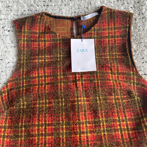 Zara Sleeveless Plaid Peplum Top | L - Picture 4 of 7